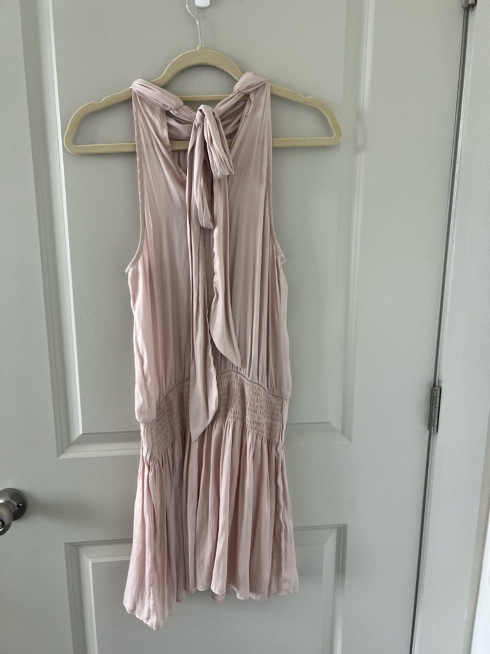American Threads Blush Tie-Back Mini Dress